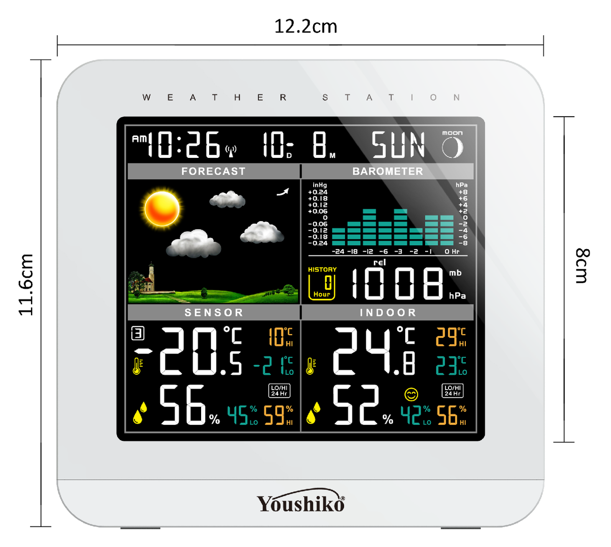 インテリア時計 WEATHER FORECAST RADIO CONTROLLED 楽天市場】カレンダー機能付きウェザーステーション おしゃれ