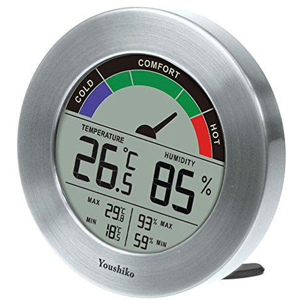 Youshiko Digital Thermometer Hygrometer with Comfort Level Display & Maximum and Minimum ( 24 Hour Auto Reset )