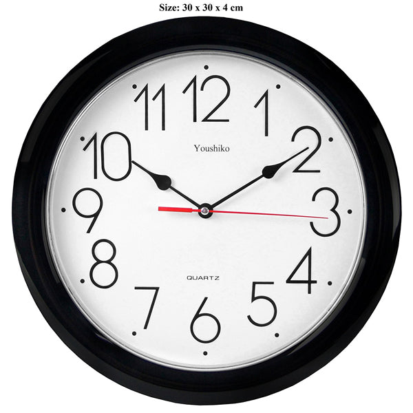 Stylish Black & White Classic Quartz Wall Clock Non Ticking Silent, 12 inches  YC5011