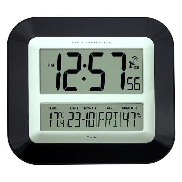Jumbo LCD Radio Controlled Wall Clock with Temperature and Humidity display YC8055