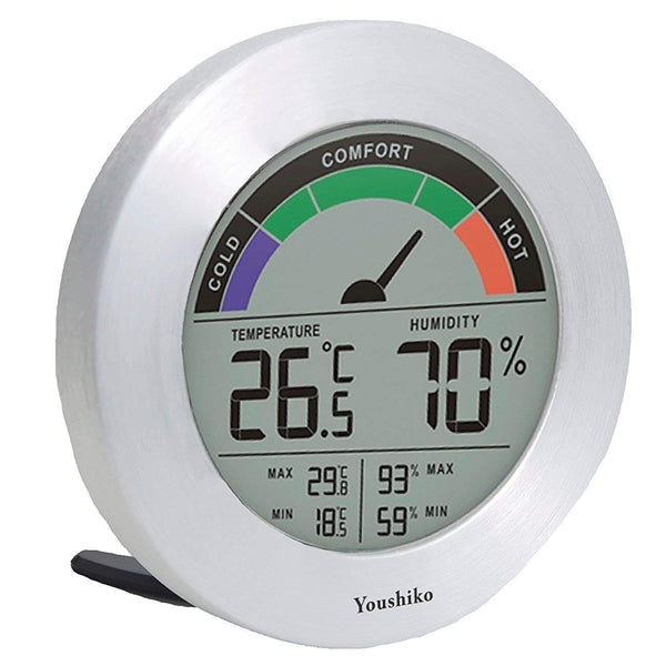 Youshiko Digital Thermometer Hygrometer with Comfort Level Display & M