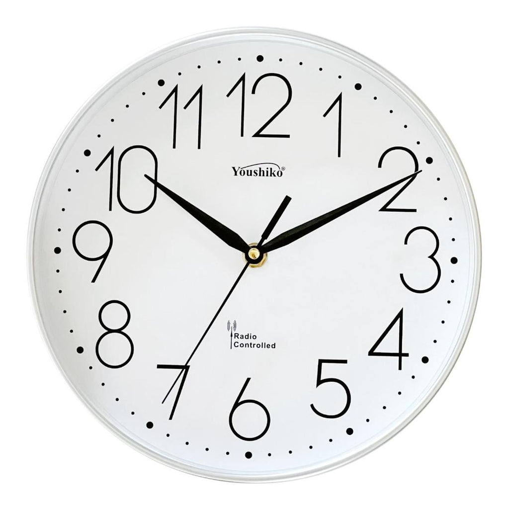 Radio Controlled Wall Clock (Official UK & Ireland Version), Stylish Black & White Bold Classic Design (25cm / 10-Inch Diameter), Home/Kitchen/Office/School Clock, Easy to Read (Copy) (Copy)