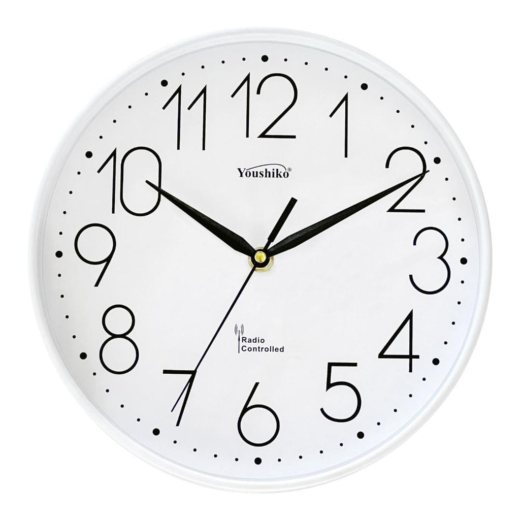 Radio Controlled Wall Clock (Official UK & Ireland Version), Stylish Black & White Bold Classic Design (25cm / 10-Inch Diameter), Home/Kitchen/Office/School Clock, Easy to Read (Copy)