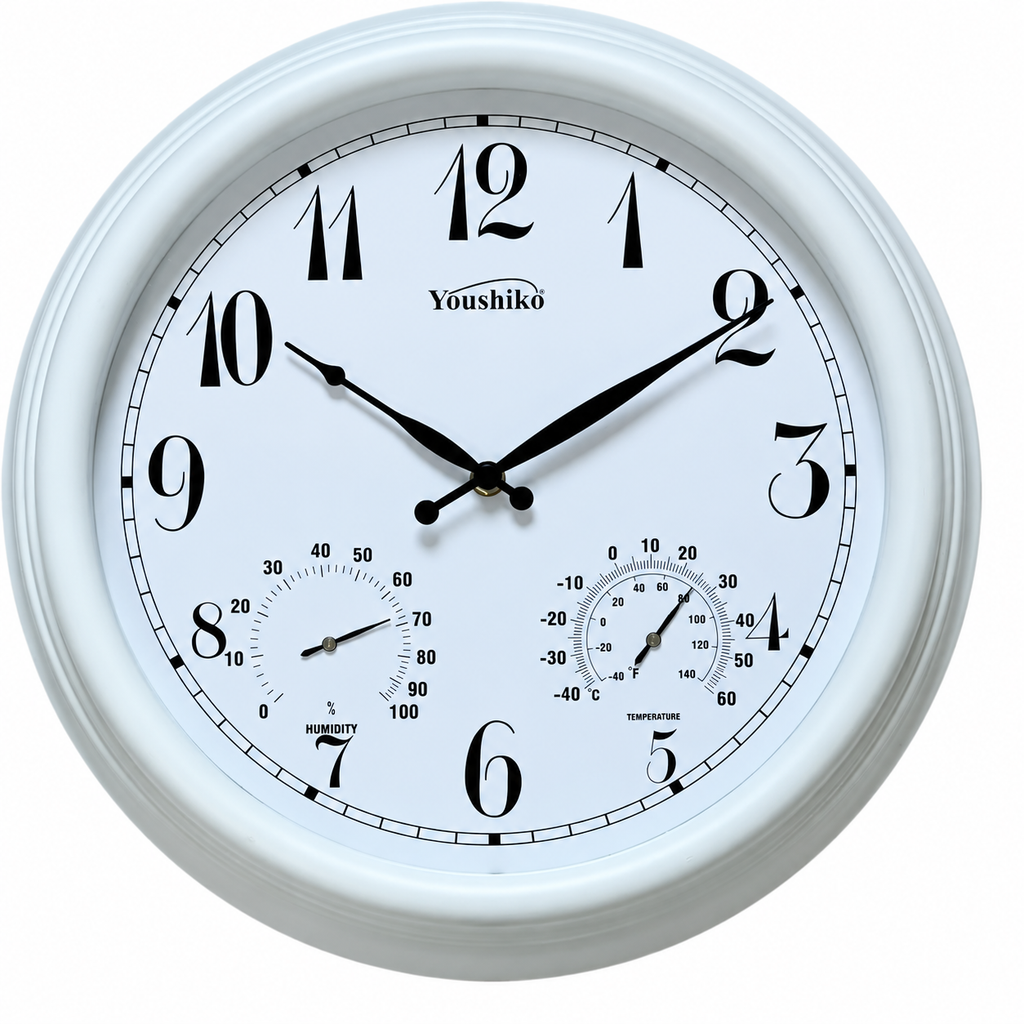 Outdoor Clock Vintage Waterproof Garden Clocks with Thermometer /  Hygrometer Silent Non-Ticking Weatherproof Clock, Decor Clock for Patio, Pool Fence 38cm Youshiko