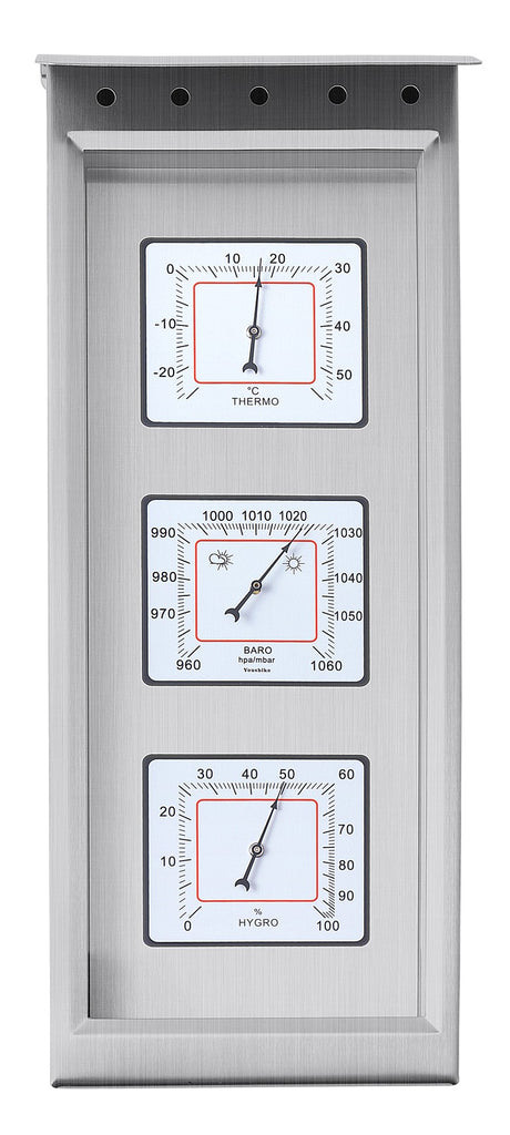 Metal 3 in 1 Barometer Weather Station for Indoor and Outdoor Use Barometer  Thermometer Hygrometer with Round Frame 