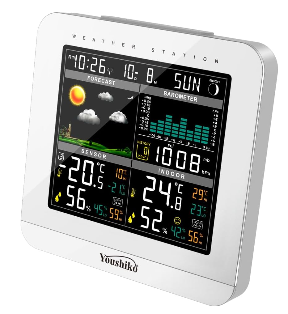 Weather Station ( Premium Quality ) Radio Controlled Clock ( UK Version ) , Temperature Thermometer, Humidity, Barometer