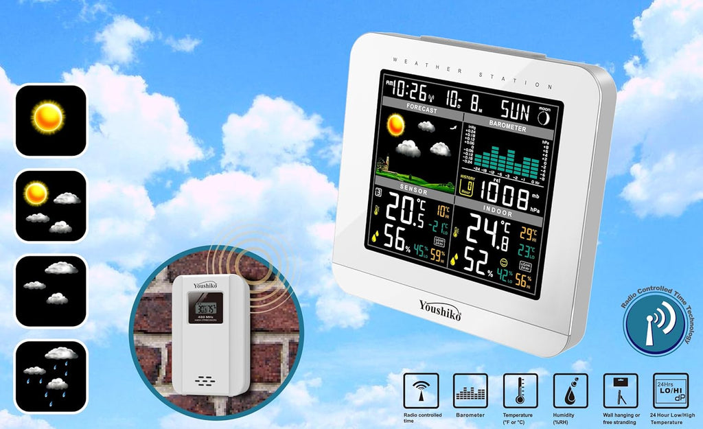 COLOR RADIO-CONTROLLED WEATHER STATION