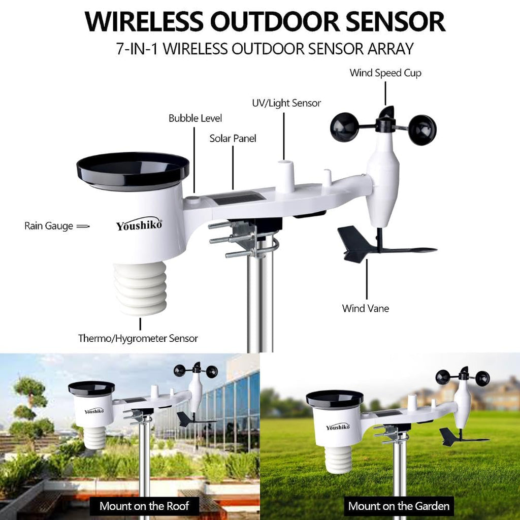 Youshiko 9510 Weather Stations Offical UK version, Wireless Outdoor So