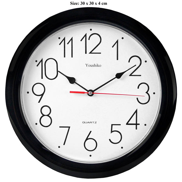 Stylish Black & White Classic Quartz Wall Clock Non Ticking Silent, 12