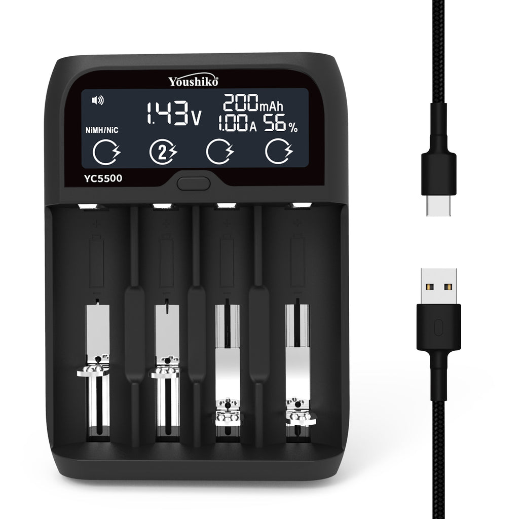 Youshiko YC5500 New UK Version USB Intelligent Smart battery charger NI-MH/CD Li-ion LiFePo4 battery