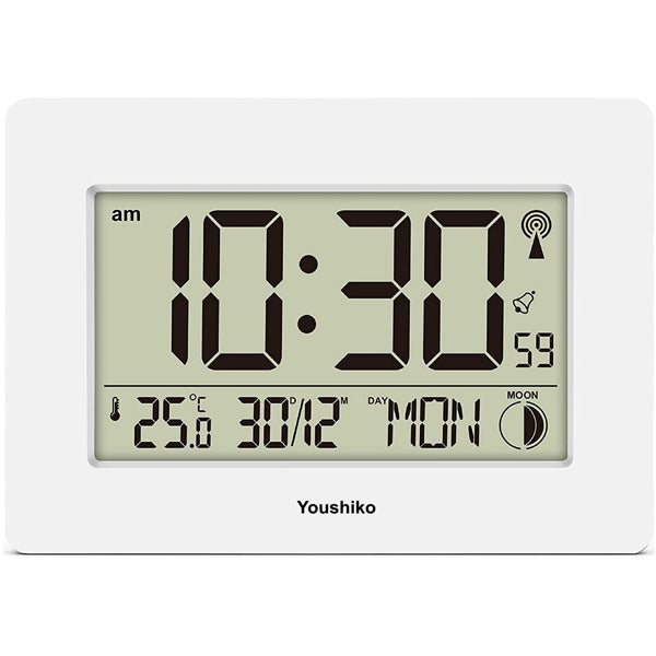 Radio Controlled LCD Wall Mountable and Desk Clock ( White  )