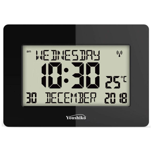 Radio Controlled Silent Large LCD Wall Clock (Official UK Version) Aut