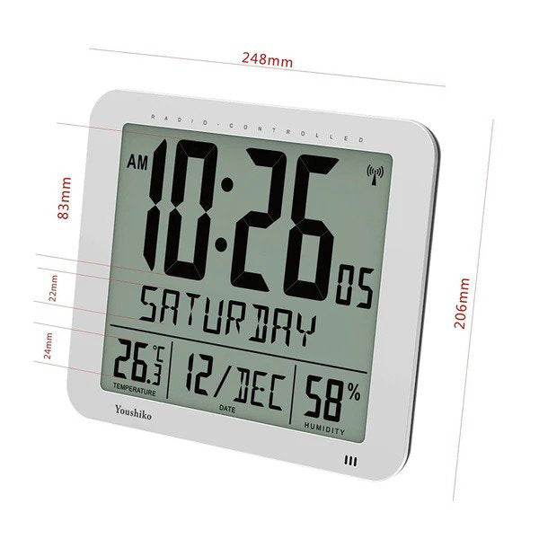Large Radio Controlled Wall Clock with Large 3.27 inches Time digits Youshiko