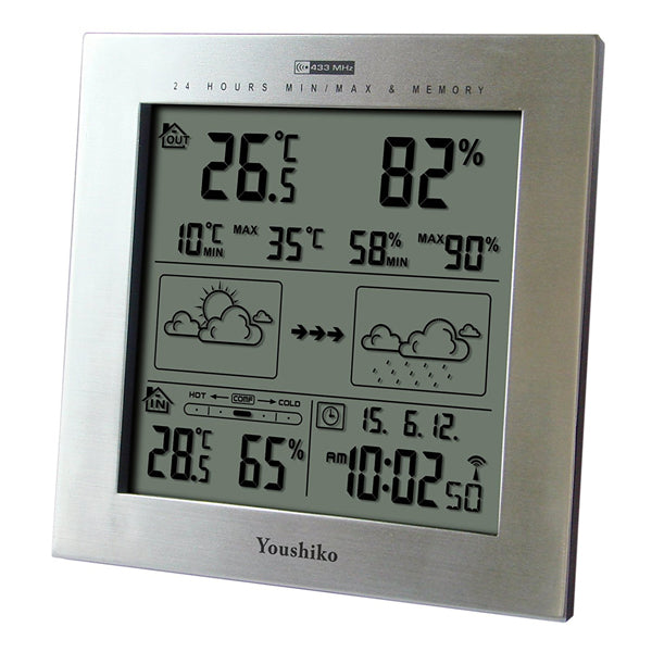 Weather Station with Radio Controlled Clock  Indoor Outdoor Temperature Thermometer, Humidity, Date & Frost Alarm