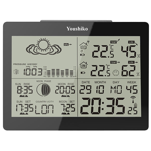 Youshiko YC9360 Digital Weather Station Radio Controlled Clock ( Official UK version)
