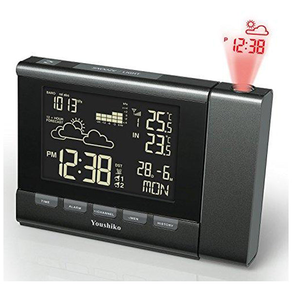 Youshiko Weather Station ( Premium Quality  / Official UK Version Radio Control ) Projection Alarm Clock , Colour Changing Display
