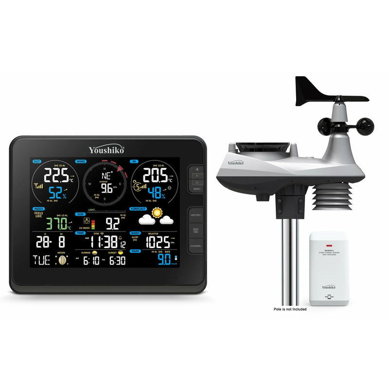 Youshiko YC9391  ( Official UK Version)  Professional 7-in-1 Weather station  WIFI Internet with Solar Panel Youshiko