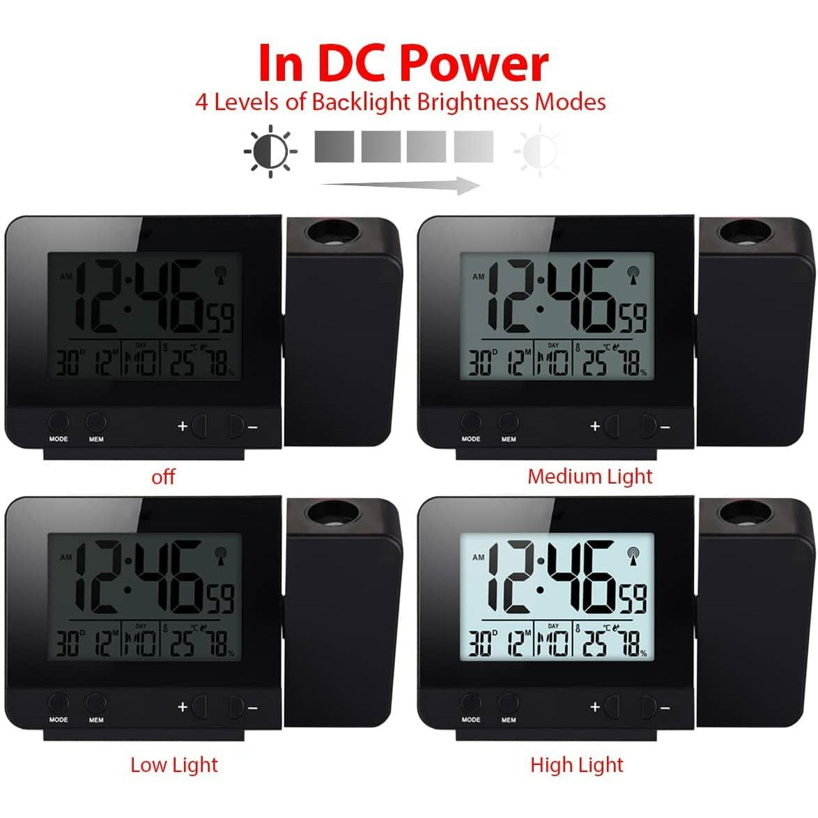 Youshiko Radio Control Projection Alarm Clock