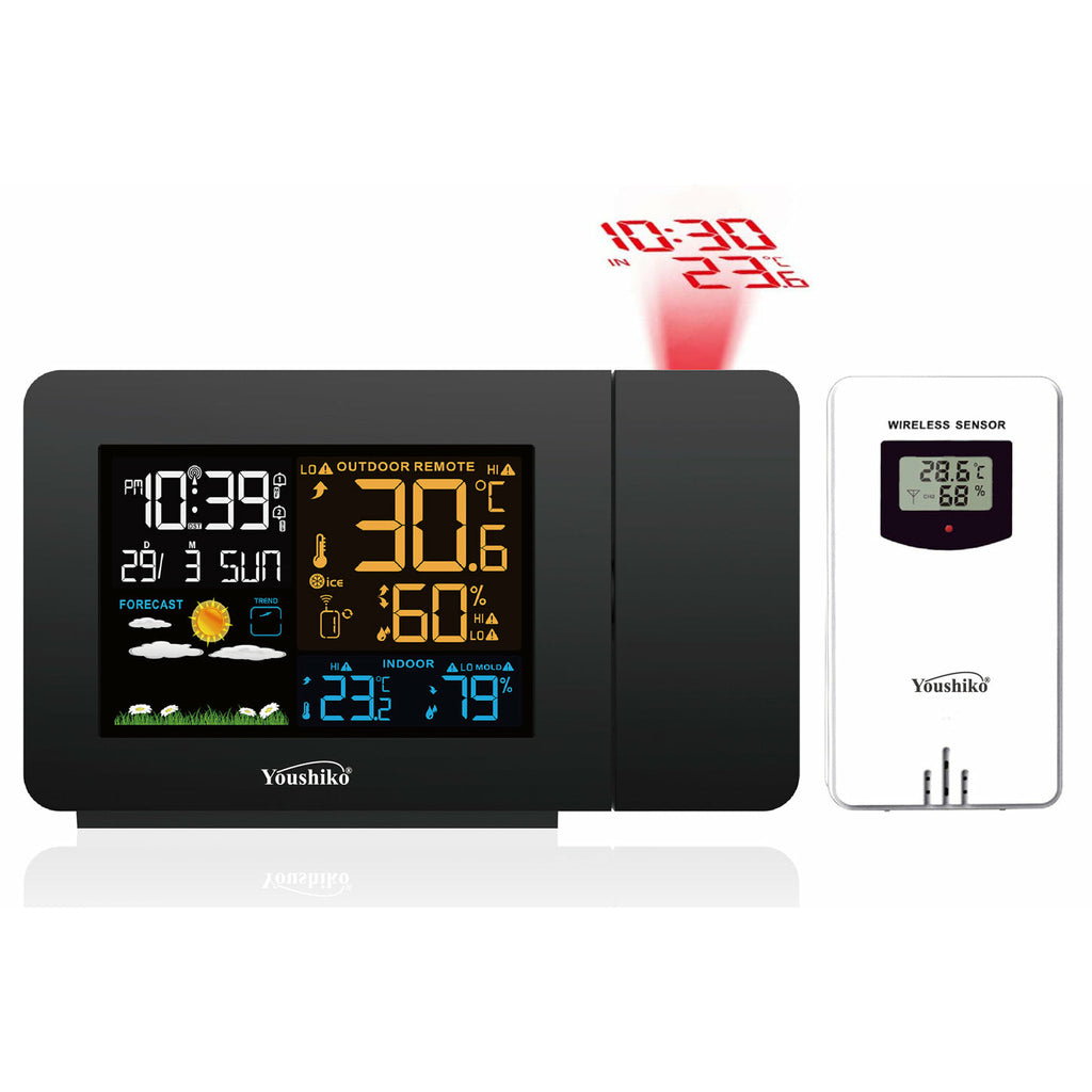 Youshiko Radio Control Projection Alarm Clock  Weather Station