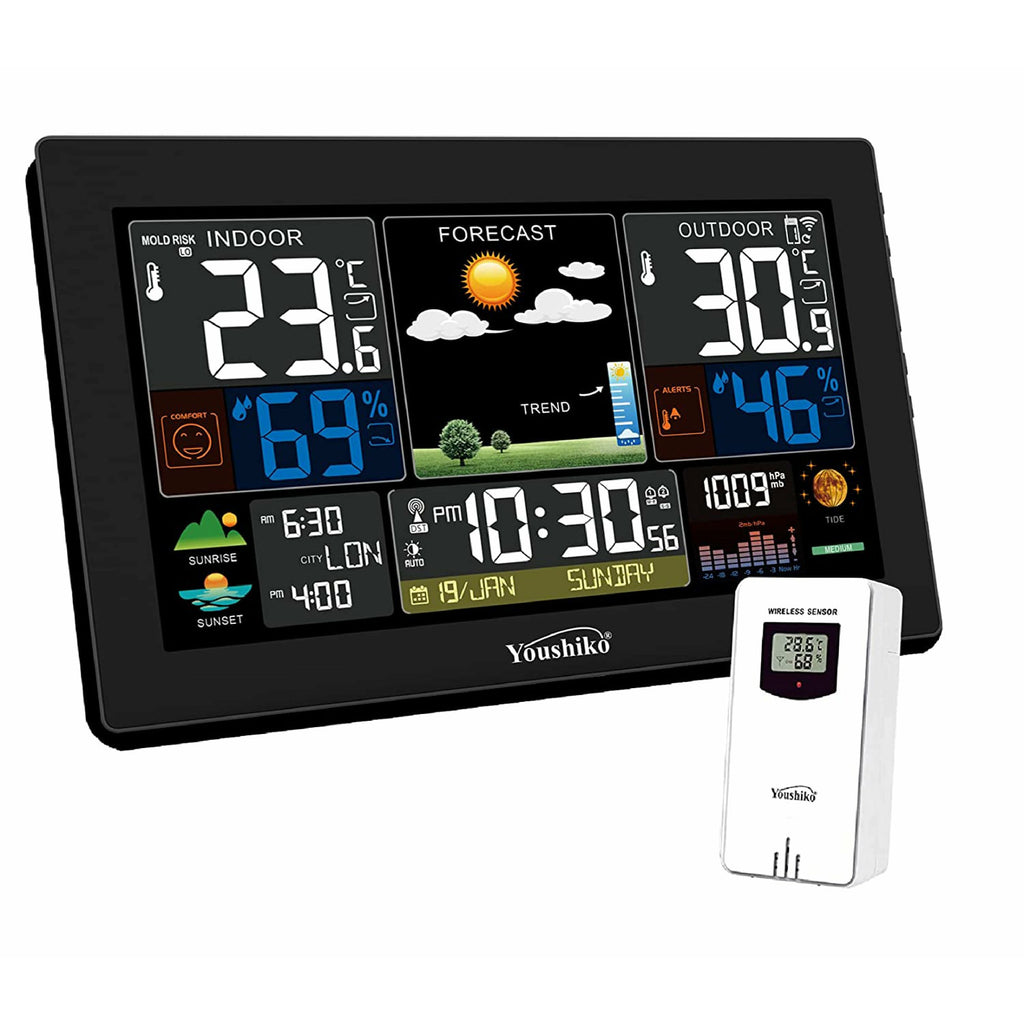 Youshiko YC9445 (Official 2023 UK Version) Wireless Weather Station Radio Controlled Clock