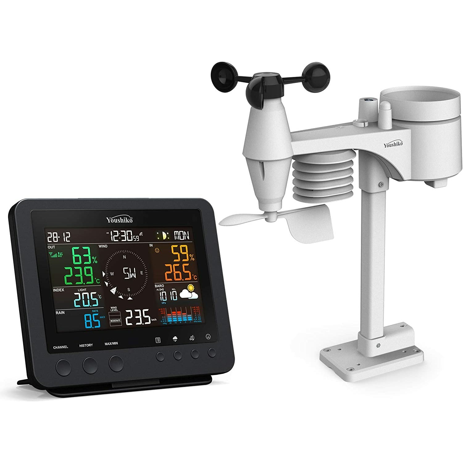 PRO WEATHER STATION YC9466 , RADIO CONTROL CLOCK ( UK VERSION ) , 7-IN ...